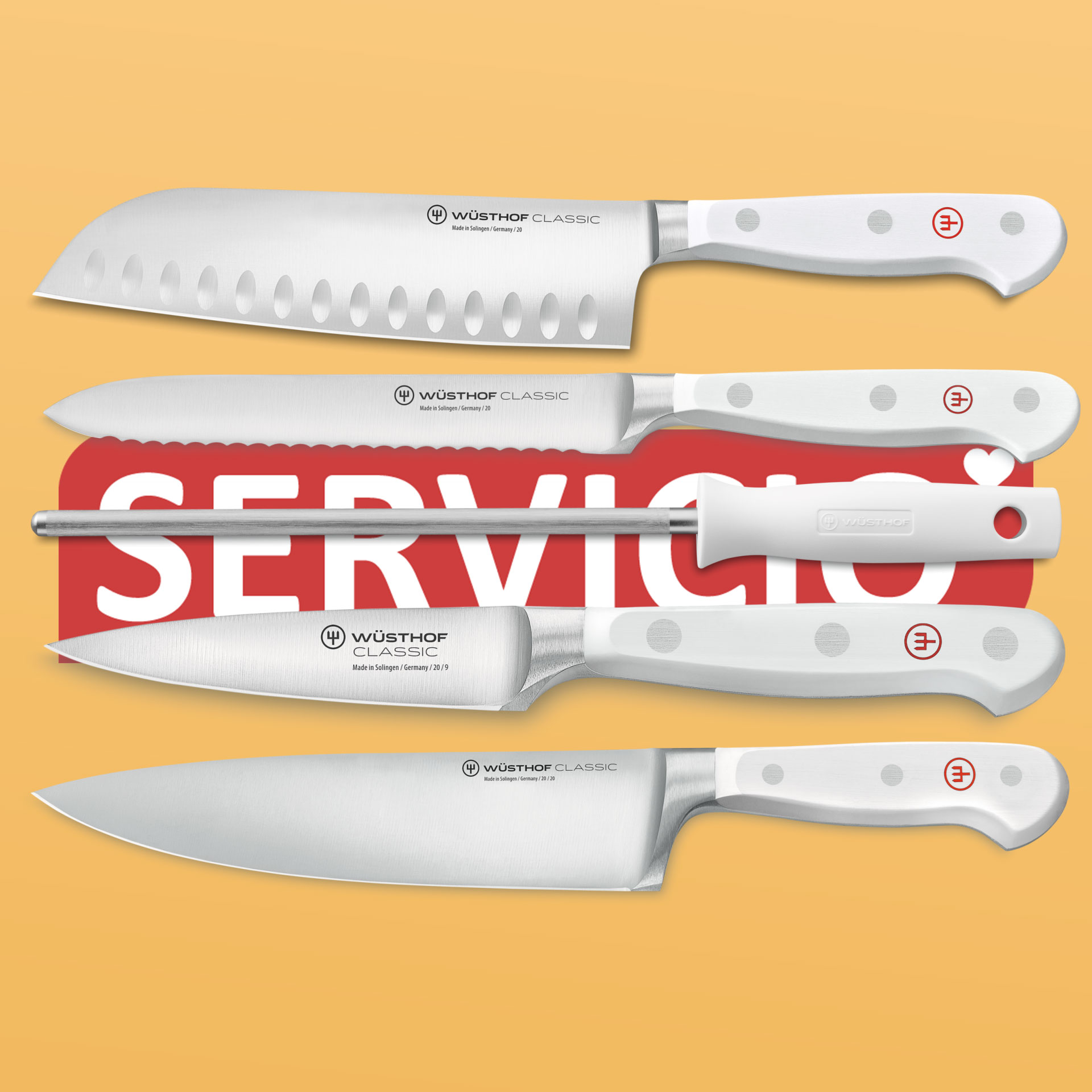 Набор ножей в блоке Wusthof Classic White (7 пр)