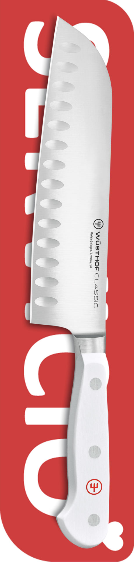 Нож сантоку с рифлением Wusthof Classic White (17 см)