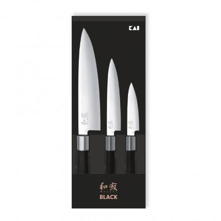 Набір кухонних ножів KAI Wasabi Black (3 шт)