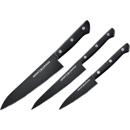 Набір кухонних ножів "Кухарська трійка" Samura Shadow 3 шт