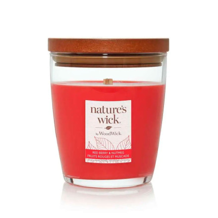 Ароматична свічка з ароматом червоних ягід та мускатного горіха Woodwick Nature’s Wick Redberry & Nutmeg 284 г