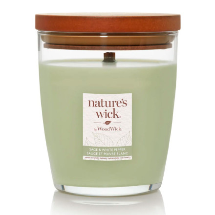 Ароматична свічка з ароматом шавлії та білого перцю Woodwick Nature’s Wick Sage & White Pepper 284 г