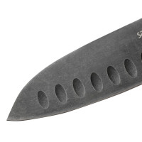 Кухонный нож санток с желобчатой линией лезвия Samura Mo-V Stonewash 13.8 см