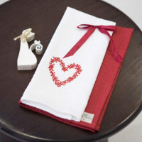  Набор вафельных полотенец Прованс с вышивкой сердце