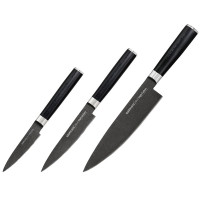 Набір кухонних ножів Samura Mo-V Stonewash 3 шт