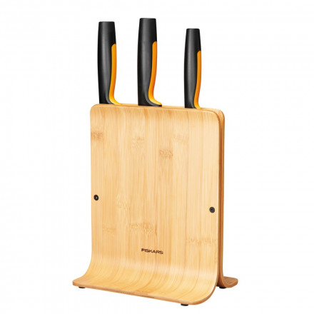 Набір ножів з бамбуковою підставкою Fiskars Functional Form (4 пр)