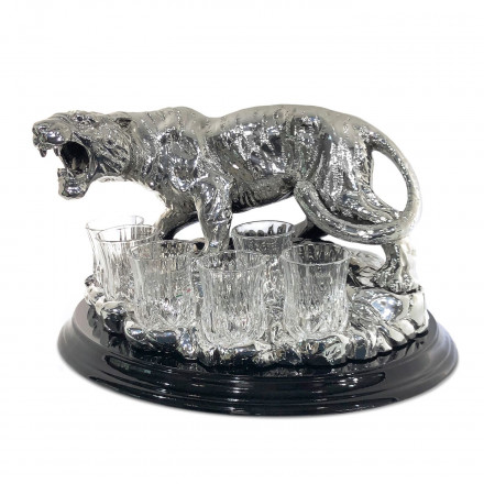 Набір чарок Chinelli з фігурою Тигр срібло 21 см