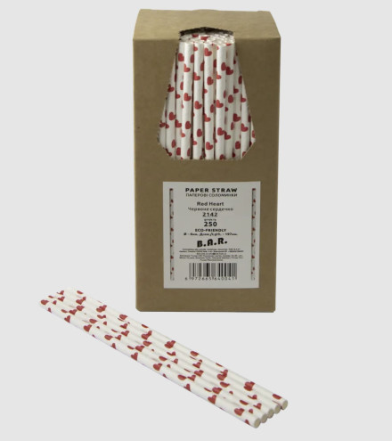 Набір паперових трубочок BAR Сердечки (250 шт)