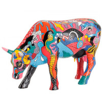 Коллекционная статуэтка Cow Parade корова Partying with P-COW-sso, Size L, 30×9×20 см Коллекционная статуэтка Cow Parade корова Partying with P-COW-sso, Size L, 30×9×20 см