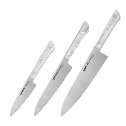 Набор кухонных ножей "Поварская тройка" Samura Harakiri Acryl 3 шт