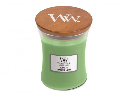 Ароматична свічка з ароматом альпійського плющу Woodwick Hemp & Ivy