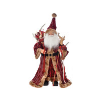 Фігурка декоративна Lefard Різдвяний Санта Клаус вельвет бордо 65 см