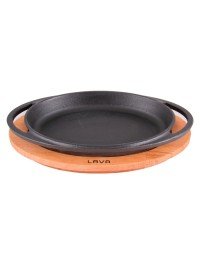 Сковорода овальна чавунна LAVA 21x14 см на дерев&#39;яній підставці