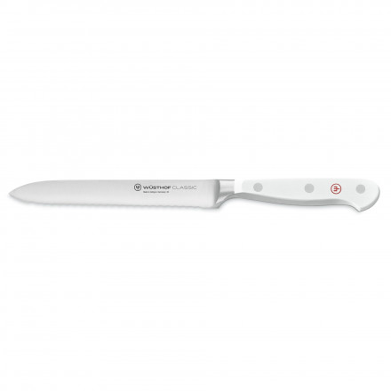 Кухонний ніж для нарізки зубчастий Wusthof Classic White 14 см