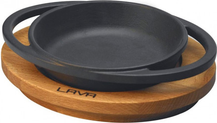 Сковорода чавунна LAVA на дерев&#39;яній підставці 12 см