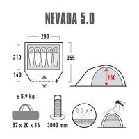 Палатка High Peak Nevada 5.0 Nimbus Grey (10209)