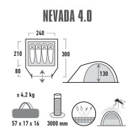 Палатка High Peak Nevada 4.0 Nimbus Grey (10204)