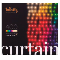 Гирлянда Smart LED Twinkly Curtain RGBW 400, Gen II, IP44, 1.45 х 2.1м, прозрачный кабель