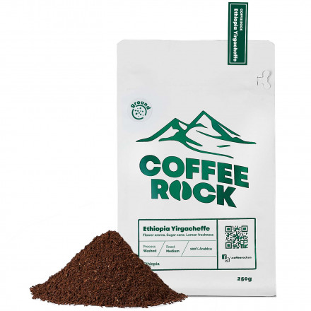 Кава арабіка 100% Coffee Rock Моносорт Ефіопія Йоргачеф (мелена пiд clever)