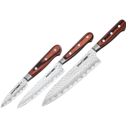 Набір кухонних ножів "Кухарська трійка" Samura Kaiju Bolster 3 шт