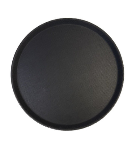Поднос антискользящий круглый черный One Chef