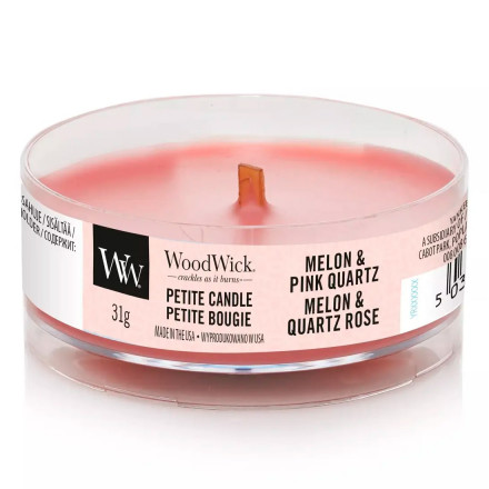 Ароматическая свеча с дыней и розовым кварцем Woodwick Melon & Pink Quartz