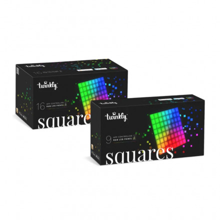 Smart LED панель Twinkly Squares RGB, Gen II, IP20, 16x16см, кабель чорний